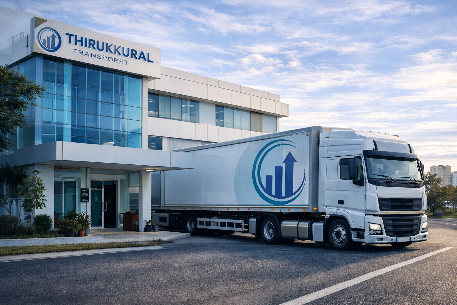 Thirukkural Transport fleet of trucks at the company headquarters